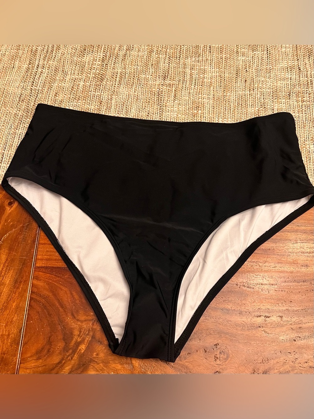 Women's Black High-Waist Swim Bottoms
